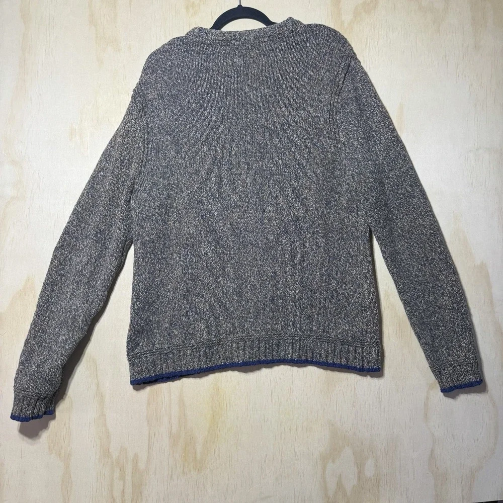 7 Diamonds Mens Sweater Large Knit Crewneck Gray Brown Blue‎ Wool Blend Casual
